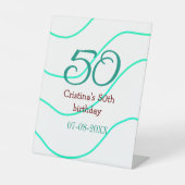 Green red 50 birthday anniversary add name date p 台座サイン (正面)