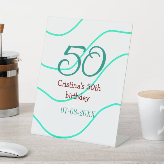 Green red 50 birthday anniversary add name date p 台座サイン (インサイチュ)