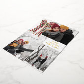 Green Red Big Striped Bow Merry Christmas Photo 箔シーズンカード (回転した状態)