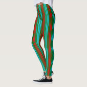 Green Red Blue Stripes Pattern   レギンス (左)