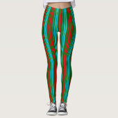 Green Red Blue Stripes Pattern   レギンス (正面)
