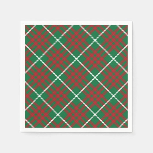 Green & Red Check Napkins スタンダードカクテルナプキン (正面)