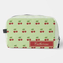 Green & Red Cherry Gingham Pattern Simple Fruit ドップキット