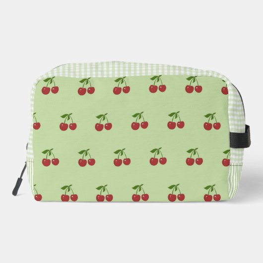 Green & Red Cherry Gingham Pattern Simple Fruit ドップキット (裏面)