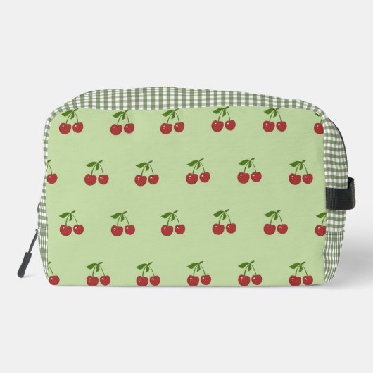Green & Red Cherry Gingham Pattern Simple Fruit ドップキット (裏面)