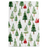 Green Red Christmas Trees  ミディアムペーパーバッグ (裏面)