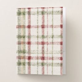 Green Red Cream Plaid Stripes ポケットフォルダー