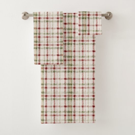 Green Red Cream Stripes バスタオルセット (インサイチュ)