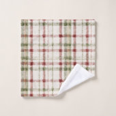 Green Red Cream Stripes バスタオルセット (ウォッシュタオル)