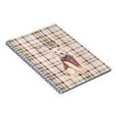 Green Red Cream Stripes Dog ノートブック (右側)