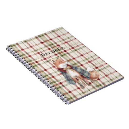 Green Red Cream Stripes Fox ノートブック (右側)