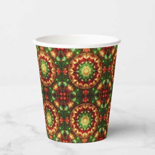 Green Red Decorative Christmas Holiday Paper Cups 紙コップ (正面)