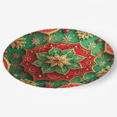 Green Red Decorative Christmas Holiday Paper Plate ペーパープレート (アングル)