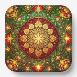Green Red Decorative Christmas Holiday Paper Plate ペーパープレート