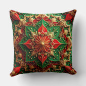 Green Red Decorative Christmas Throw Pillow クッション (裏面)