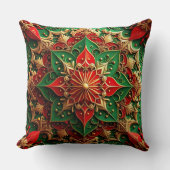 Green Red Decorative Christmas Throw Pillow クッション (正面)
