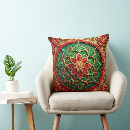 Green Red Decorative Christmas Throw Pillow クッション (椅子)