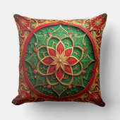 Green Red Decorative Christmas Throw Pillow クッション (正面)