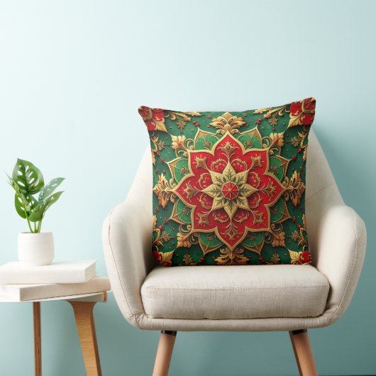 Green Red Decorative Christmas Throw Pillow クッション (椅子)