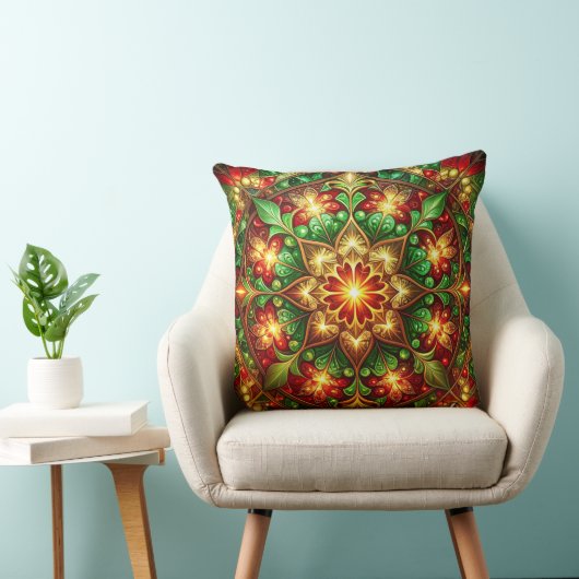Green Red Decorative Christmas Throw Pillow クッション (椅子)