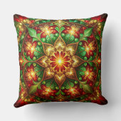 Green Red Decorative Christmas Throw Pillow クッション (裏面)