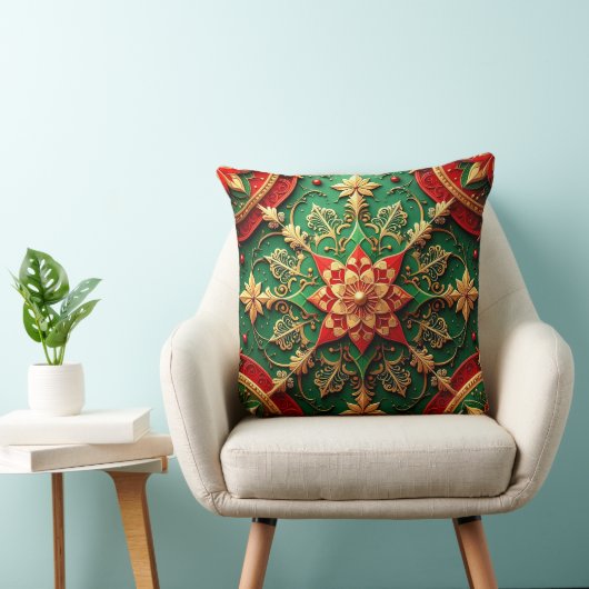 Green Red Decorative Christmas Throw Pillow クッション (椅子)