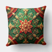 Green Red Decorative Christmas Throw Pillow クッション (裏面)