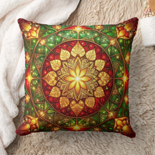 Green Red Decorative Christmas Throw Pillow クッション (ブランケット)