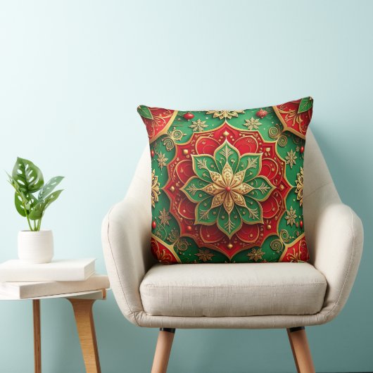 Green Red Decorative Christmas Throw Pillow クッション (椅子)