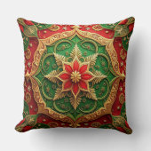 Green Red Decorative Christmas Throw Pillow クッション (正面)
