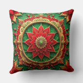 Green Red Decorative Christmas Throw Pillow クッション (裏面)