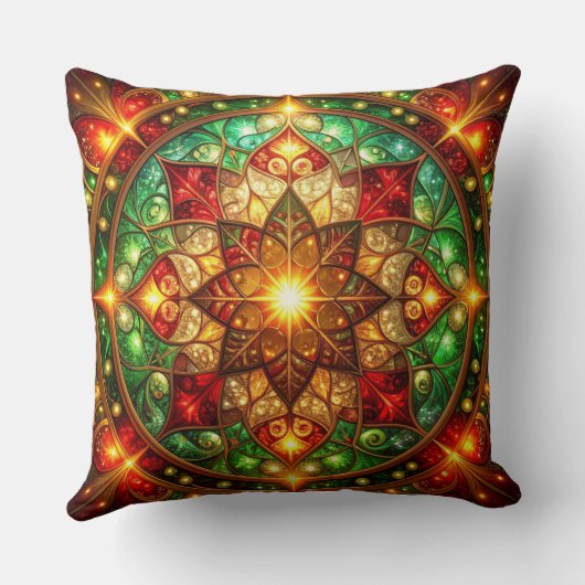 Green Red Decorative Christmas Throw Pillow クッション (裏面)