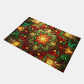 Green Red Decorative Holiday Doormat ドアマット (アングル)