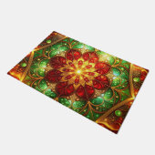 Green Red Decorative Holiday Doormat ドアマット (アングル)