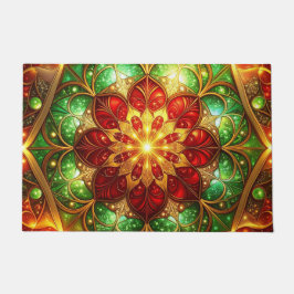 Green Red Decorative Holiday Doormat ドアマット