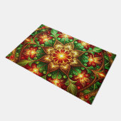 Green Red Decorative Holiday Doormat ドアマット (アングル)