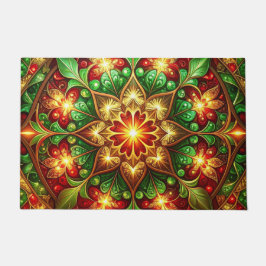 Green Red Decorative Holiday Doormat ドアマット