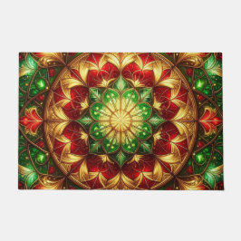 Green Red Decorative Holiday Doormat ドアマット