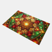 Green Red Decorative Holiday Doormat ドアマット (アングル)