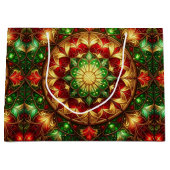 Green Red Decorative Holiday Gift Bag ラージペーパーバッグ (正面)