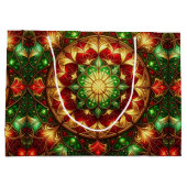 Green Red Decorative Holiday Gift Bag ラージペーパーバッグ (裏面)
