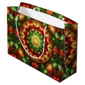 Green Red Decorative Holiday Gift Bag ラージペーパーバッグ (裏面アングル)