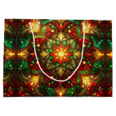 Green Red Decorative Holiday Gift Bag ラージペーパーバッグ (裏面)