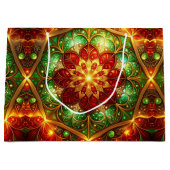 Green Red Decorative Holiday Gift Bag ラージペーパーバッグ (正面)