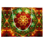 Green Red Decorative Holiday Gift Bag ラージペーパーバッグ (裏面)
