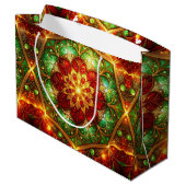 Green Red Decorative Holiday Gift Bag ラージペーパーバッグ (裏面アングル)