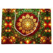 Green Red Decorative Holiday Gift Bag ラージペーパーバッグ (正面)