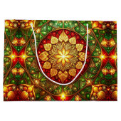 Green Red Decorative Holiday Gift Bag ラージペーパーバッグ (裏面)