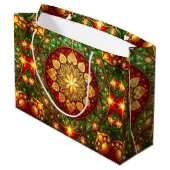 Green Red Decorative Holiday Gift Bag ラージペーパーバッグ (裏面アングル)