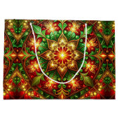 Green Red Decorative Holiday Gift Bag ラージペーパーバッグ (裏面)